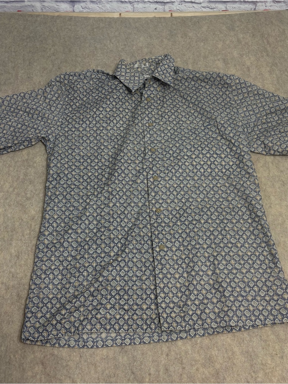 Men's Casual Geometric Print Button-Down Shirt - Blue
